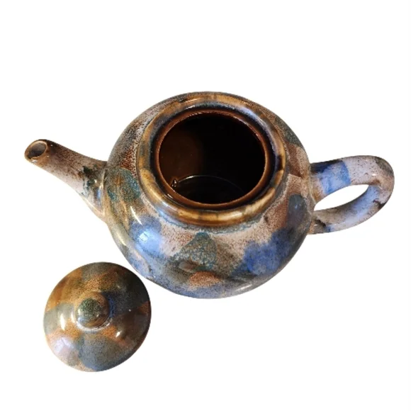 Vintage Ceramic Teapot - Blue and Brown - Picture 3 of 4